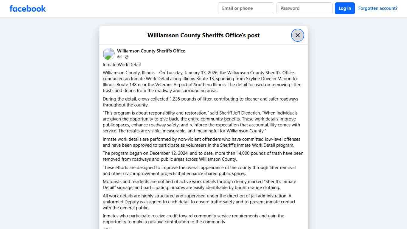 Inmate Work Detail... - Williamson County Sheriffs Office | Facebook